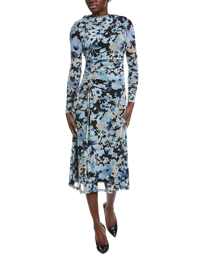 Ruched Mesh Midi Dress by Anne Klein