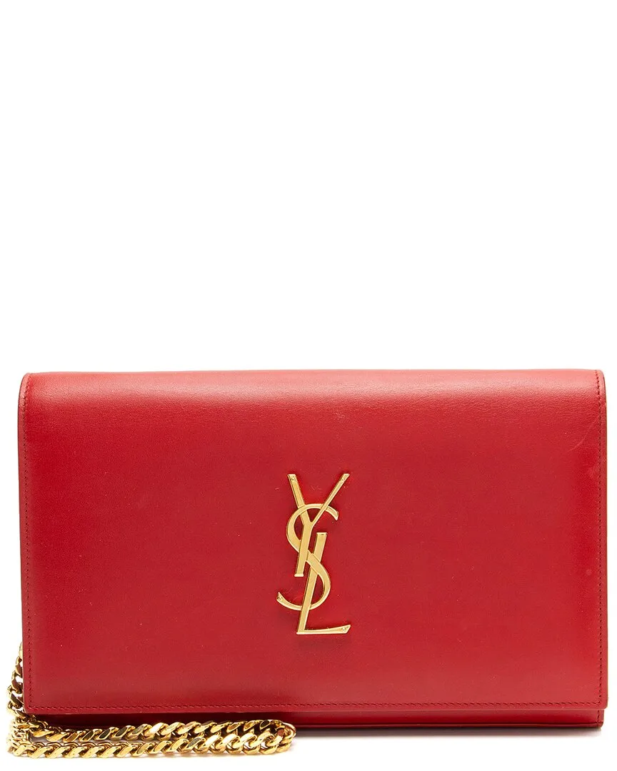 Red Calfskin Kate Chain Wallet (authentic Pre-Loved) by Saint Laurent