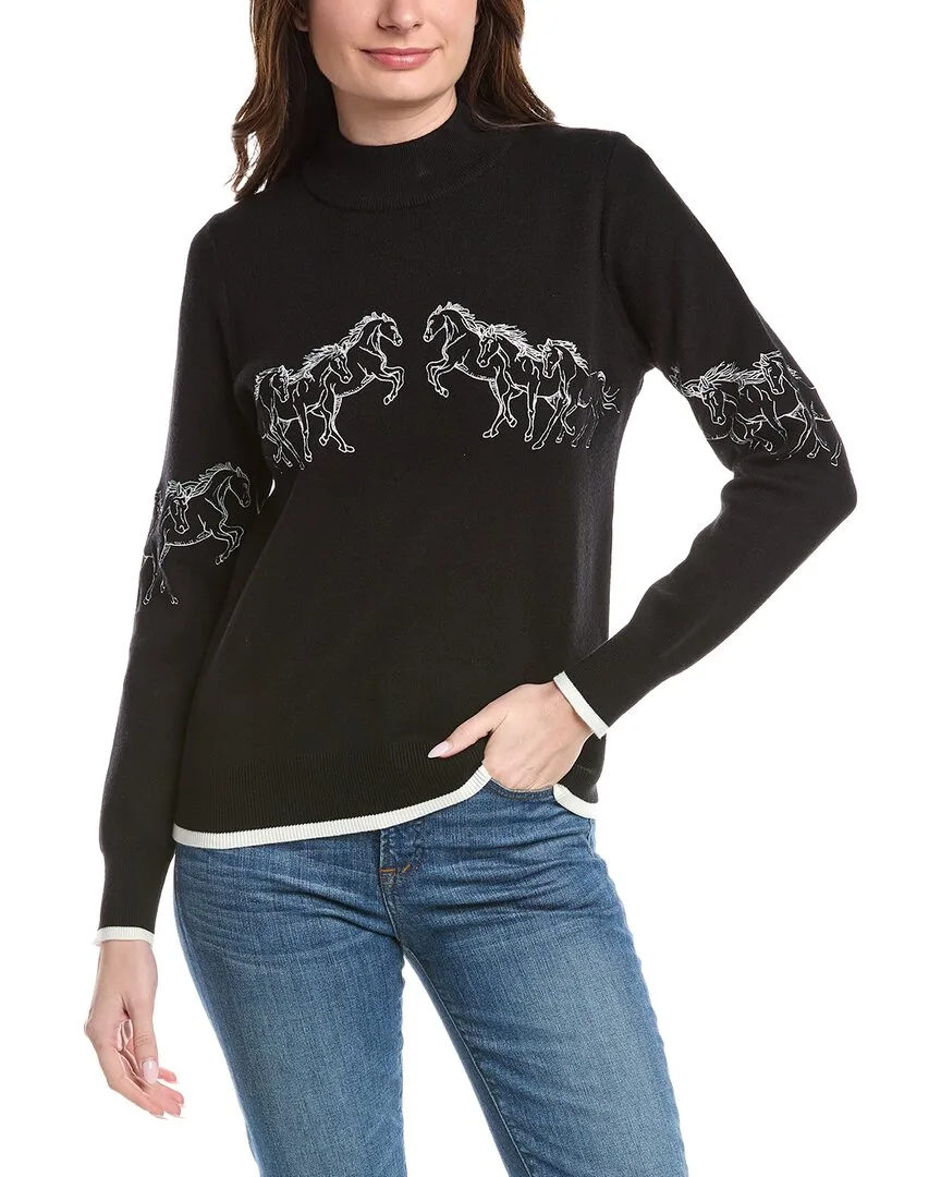 Horse Embroidery Sweater by Tahari