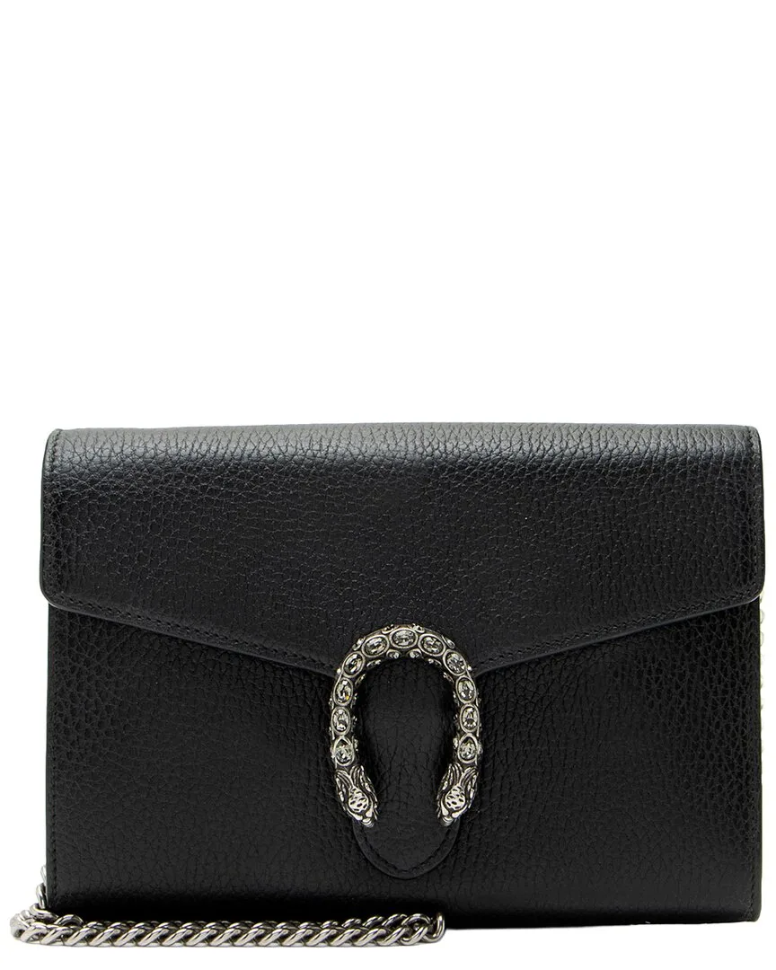 Black Crystal & Leather Dionysus Chain Wallet (authentic Pre-Loved) by Gucci