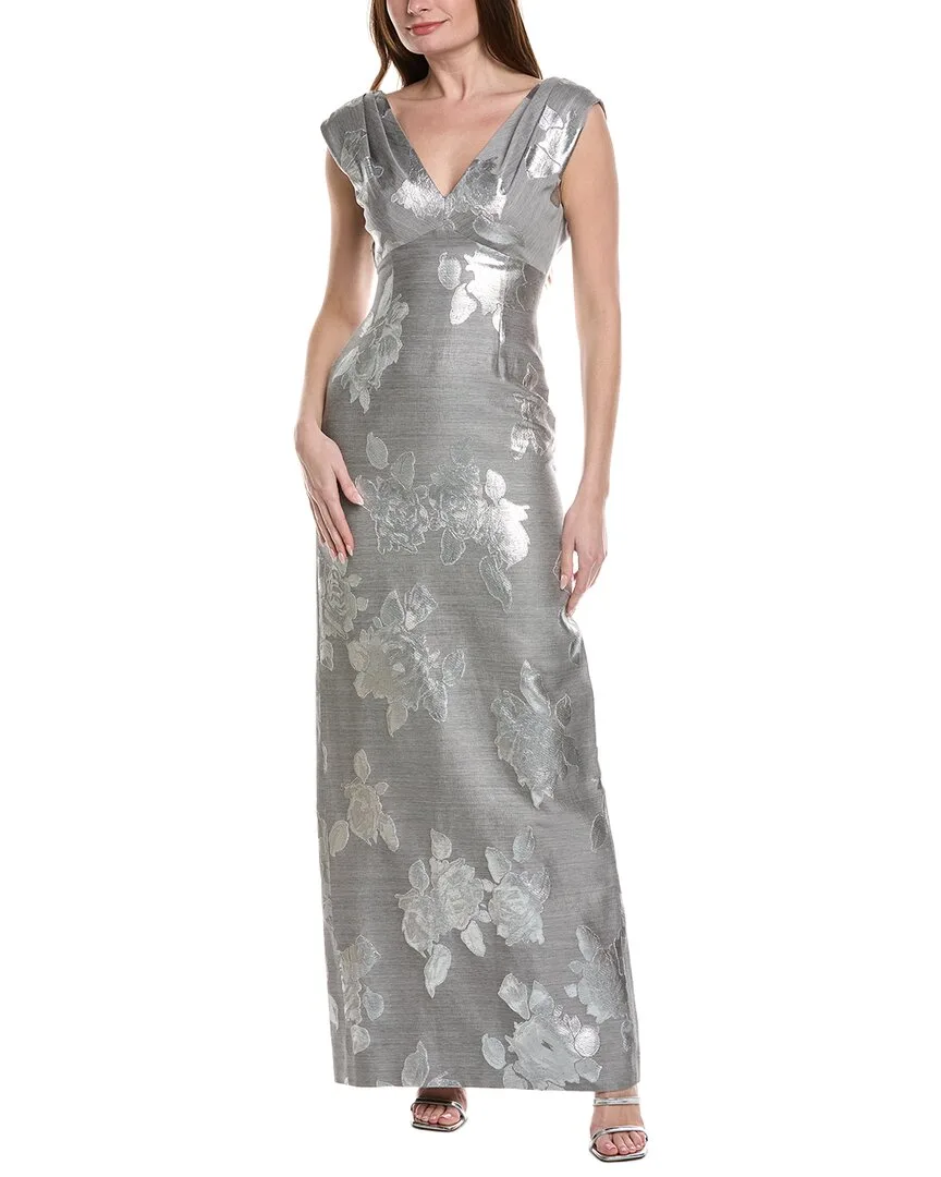 V-Neck Wool-Blend Gown by Lela Rose