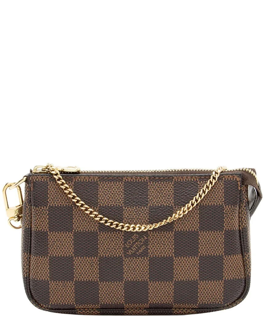 Brown Damier Ebene & Leather Mini Pochette Accessoires (authentic Pre-Loved) by Louis Vuitton
