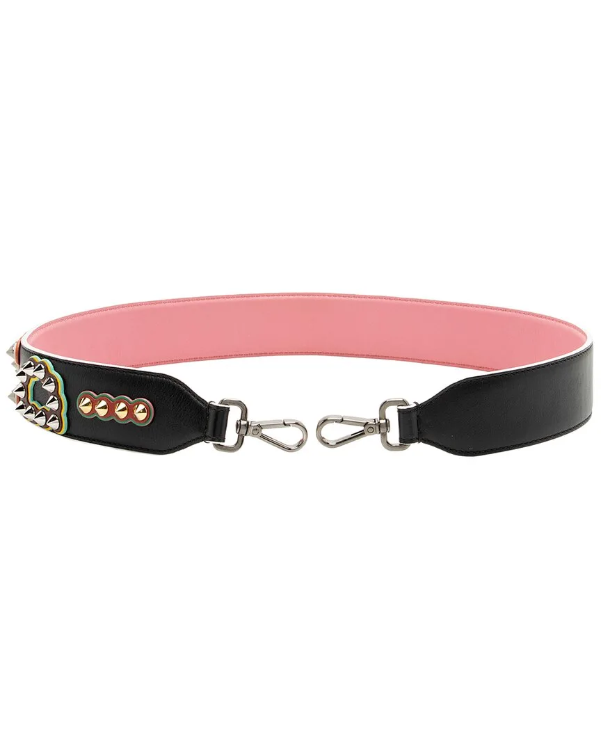 Black & Multi & Pink Leather Studded Fun Fair Strap You Shoulder Strap (authentic Pre-Loved) by FENDI