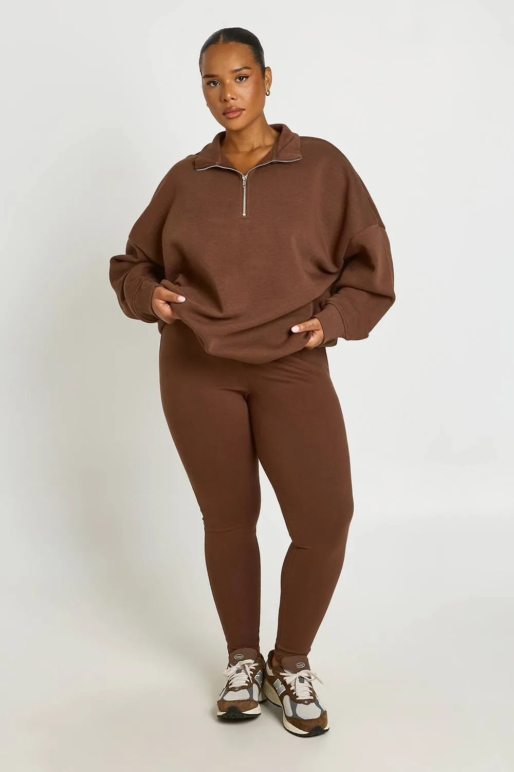 Oversized Half Zip Sweatshirt & Legging Set by boohoo