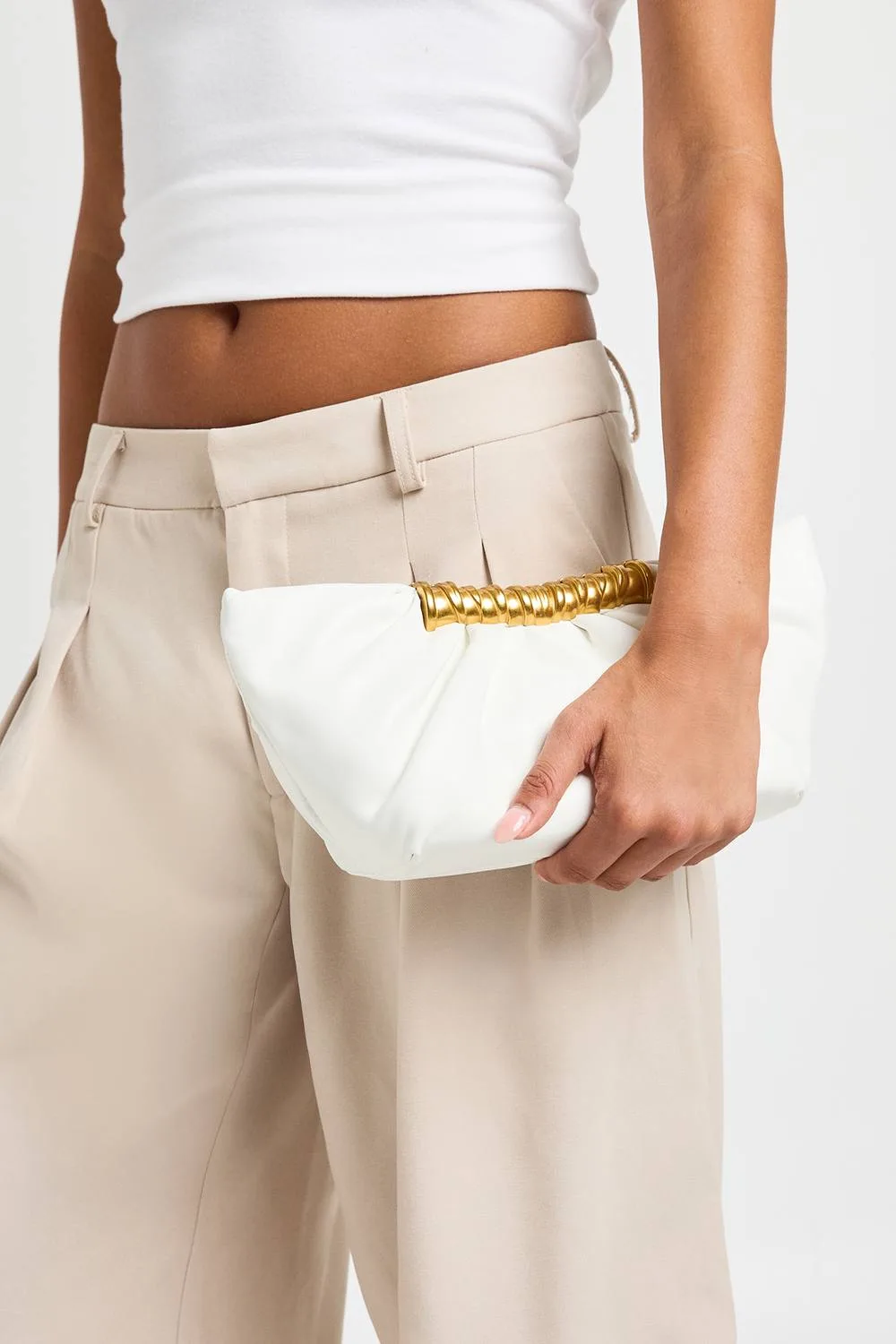 Pleated Hardware Clutch Bag