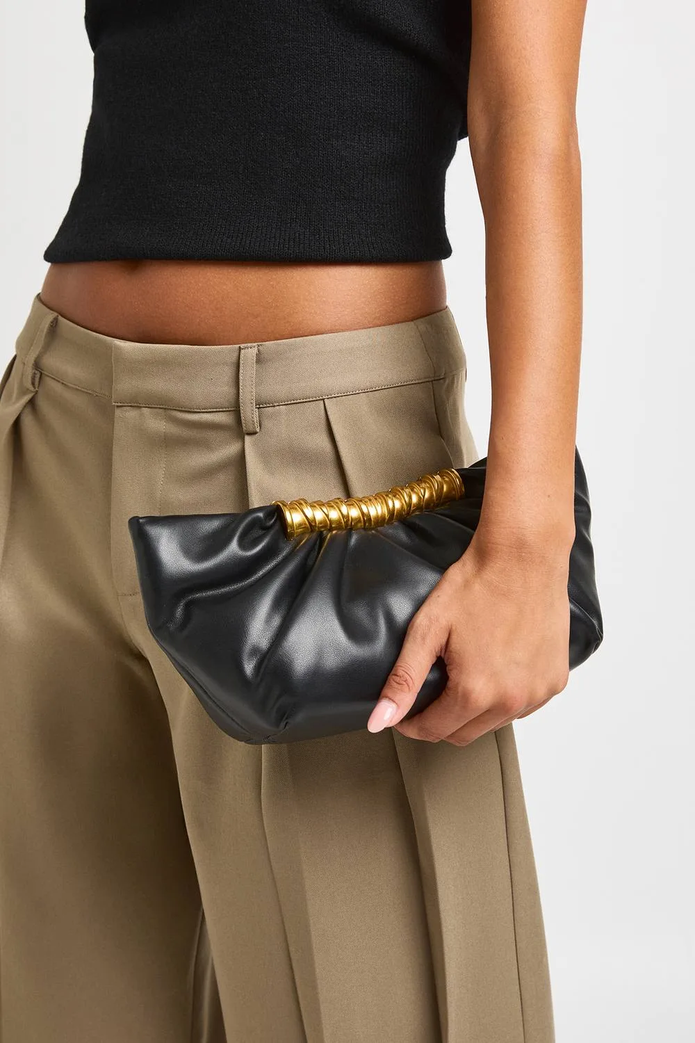 Pleated Hardware Clutch Bag