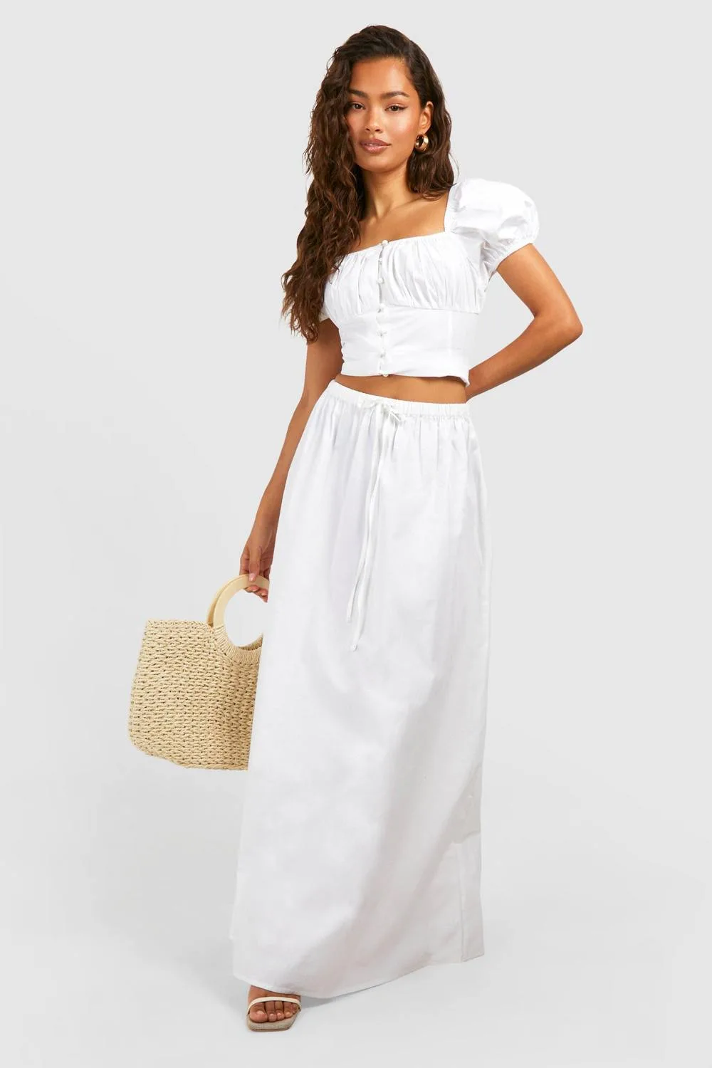 Poplin Full Maxi Skirt by boohoo