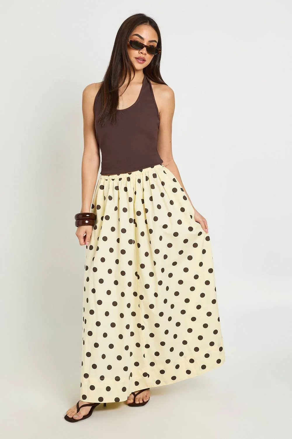 Polka Dot Poplin Volume Maxi Skirt by boohoo