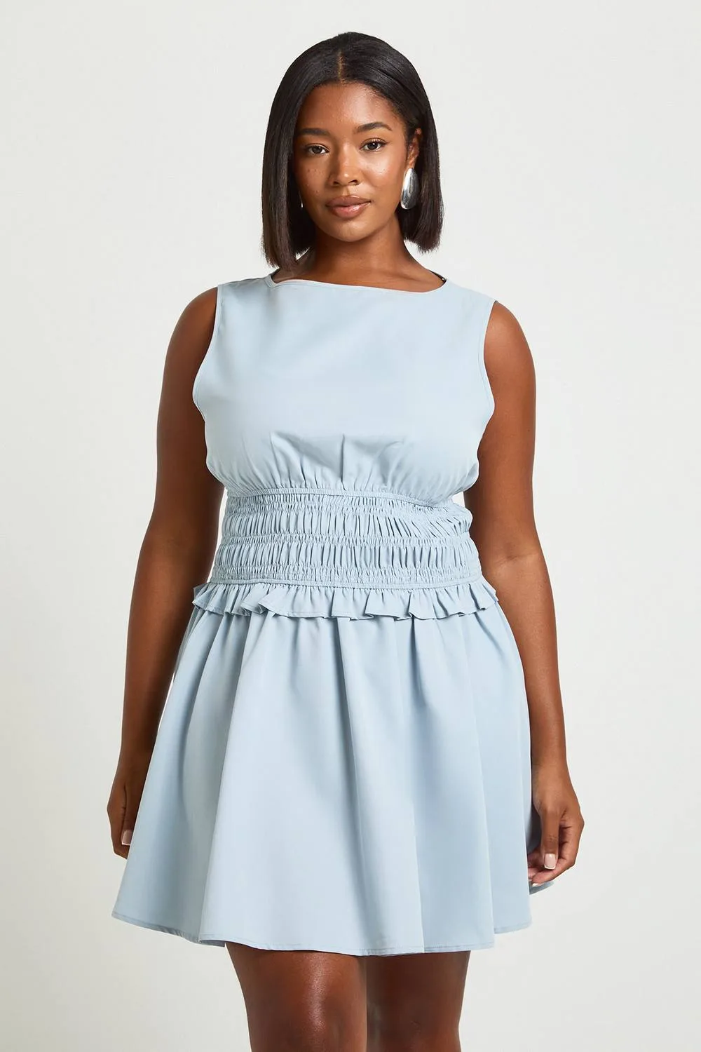 Sleeveless Shirred Waist Mini Dress by boohoo