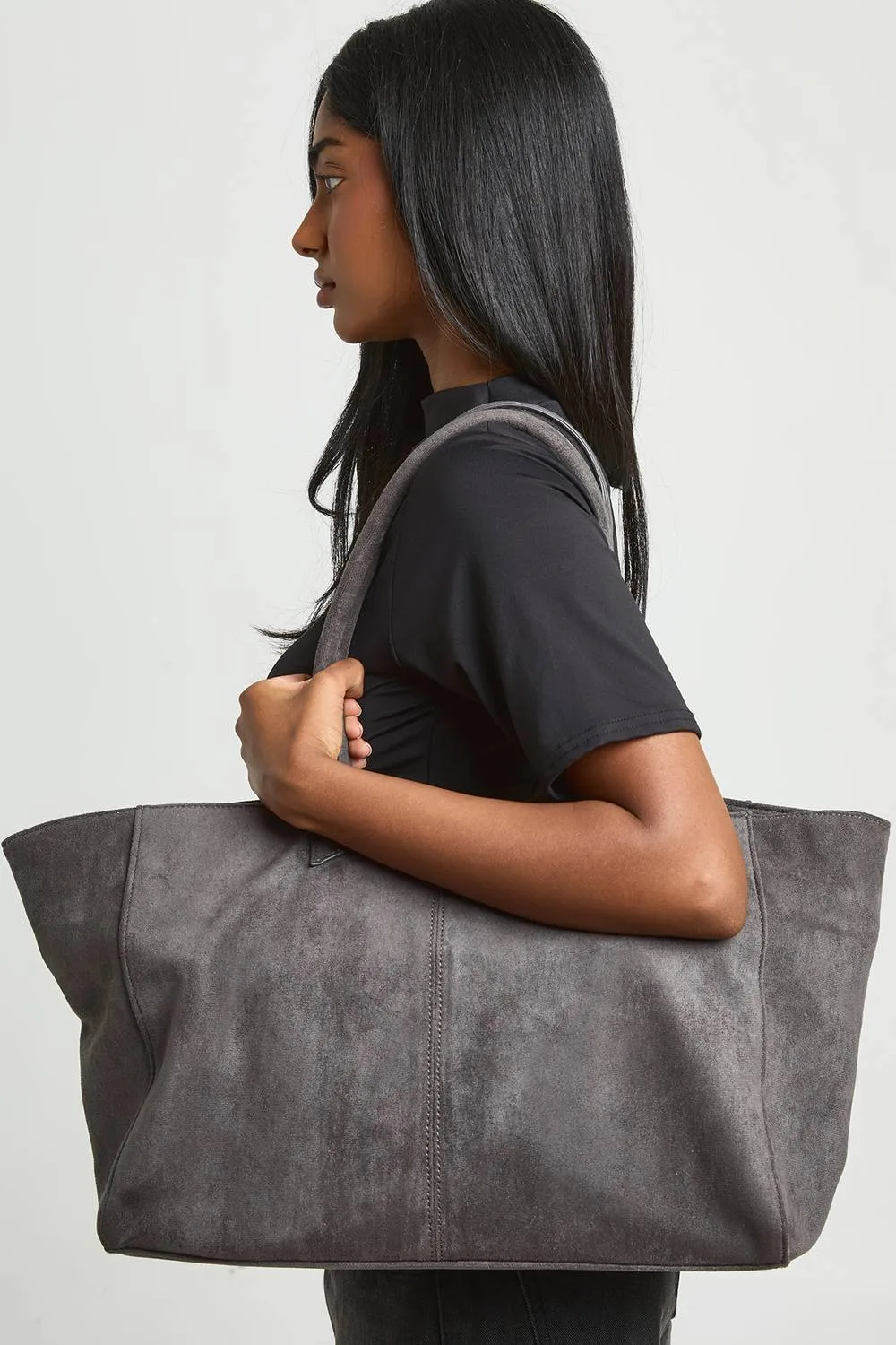 Faux Suede Large Tote Bag