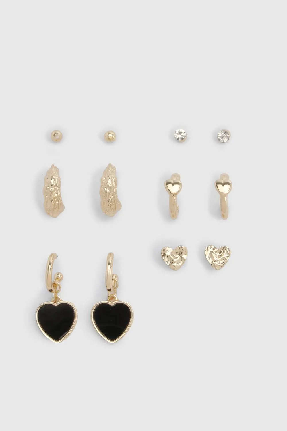 Enamel Heart Hoops & Stud 6 Pack by boohoo