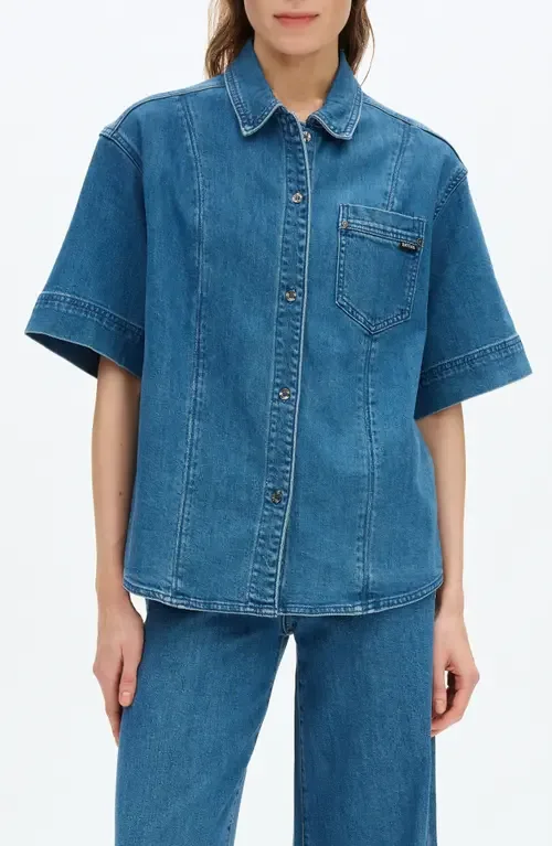 Zephyrine Denim Button-Up Shirt by Bayeas