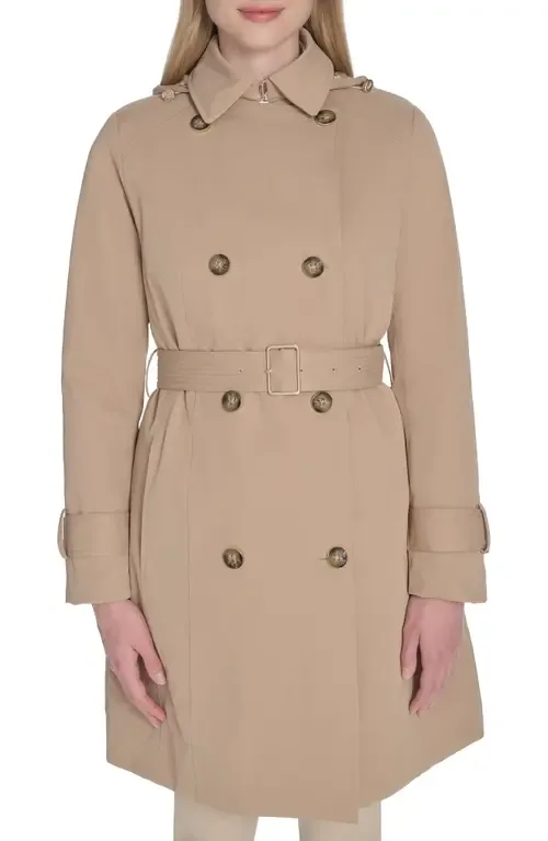Water Resistant Twill Hooded Trench Coat by Cole Haan