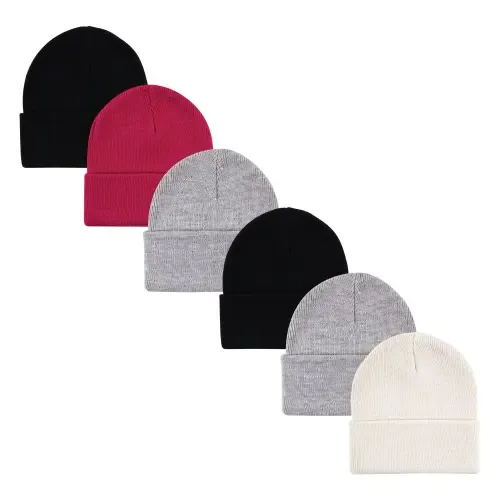 6Pc Knit Cuffed Beanie by Hudson Baby