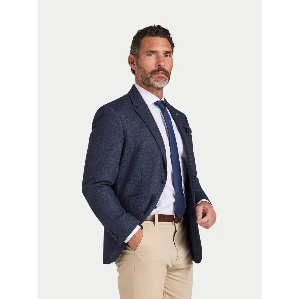 Herringbone Long Sleeve Wool Blazer by Raging Bull