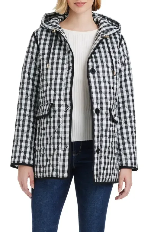 Spade Flower Water Resistant Gingham Quilted Jacket by Kate Spade New York