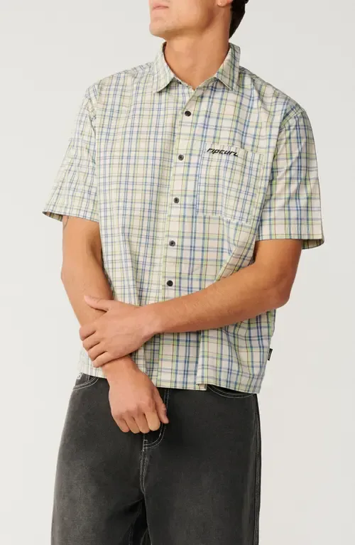 Archive Mix Up Check Short Sleeve Cotton Button-Up Shirt