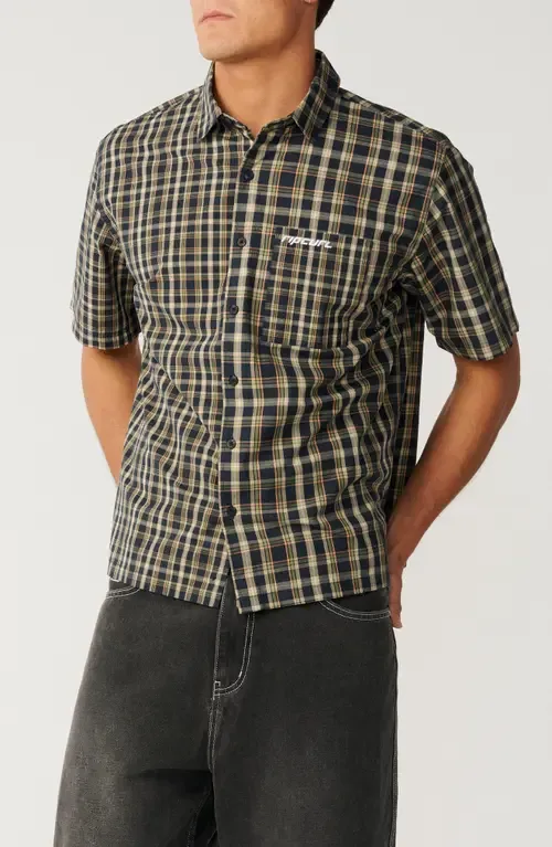 Archive Mix Up Check Short Sleeve Cotton Button-Up Shirt