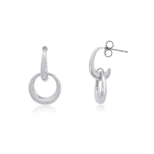 Double Round Link Drop Earrings in Sterling Silver by The Lovery Fine Jewelry