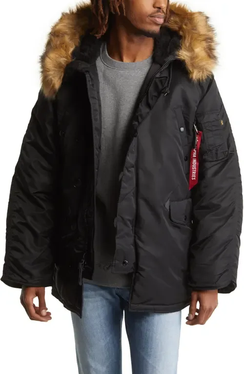 Alpha N-3B Water Resistant Parka with Removable Faux Fur Trim by Alpha Industries