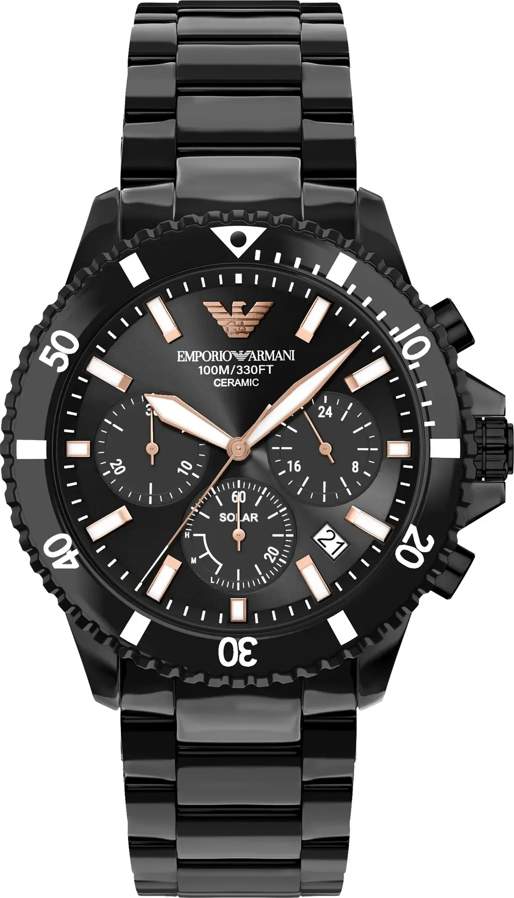 World Explorer Solar Chronograph Ceramic Watch by Emporio Armani