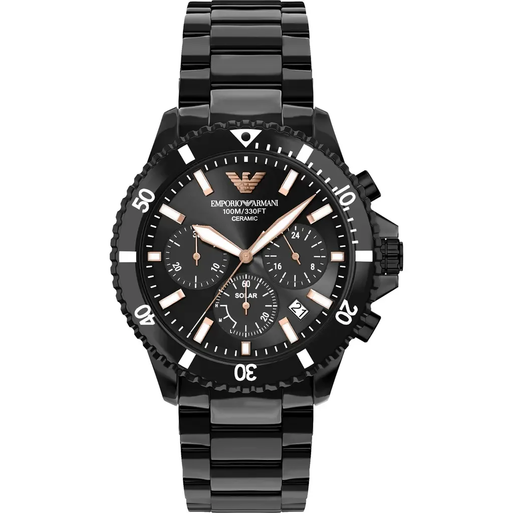 World Explorer Solar Chronograph Ceramic Watch by Emporio Armani