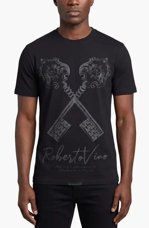 Vino Keys Slim Fit Stretch Cotton Graphic T-Shirt by Roberto Vino