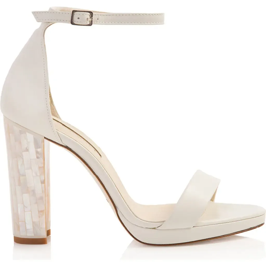 Dove Ankle Strap Pearl Heel Sandal by Freya Rose