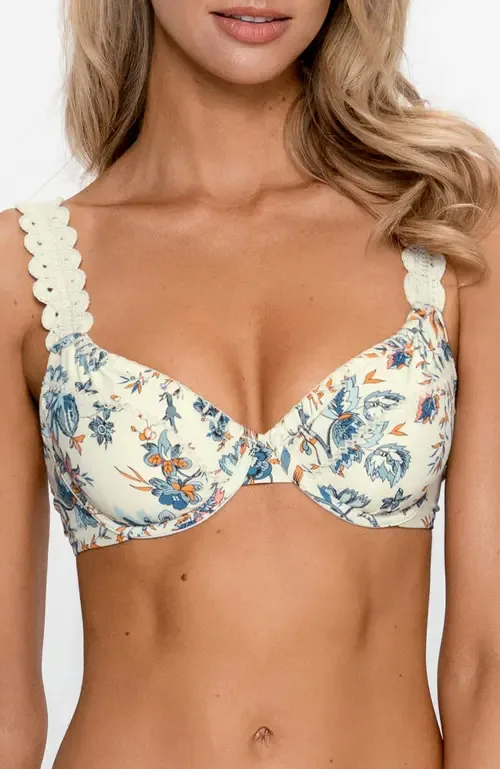 Floral Underwire Bikini Top with Scalloped Straps by PS by Cupshe