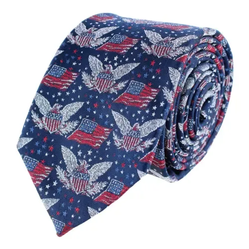 Legacy Soars Patriotic Bald Eagle Silk Novelty Necktie by Trafalgar