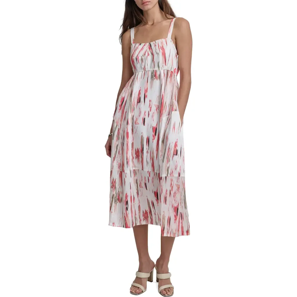 Abstract Print Midi Dress by DKNY