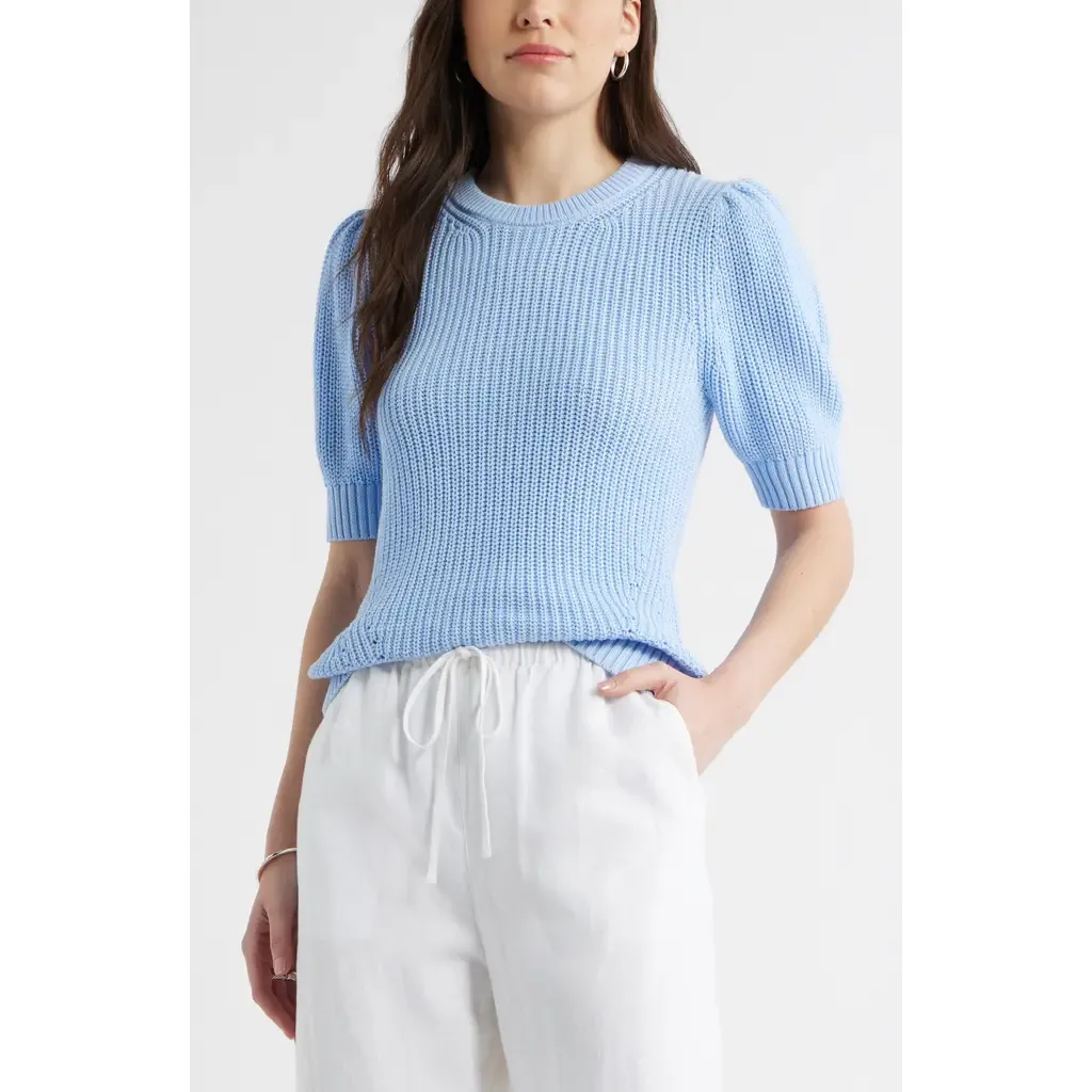 Elbow Sleeve Cotton Sweater by caslon(r)