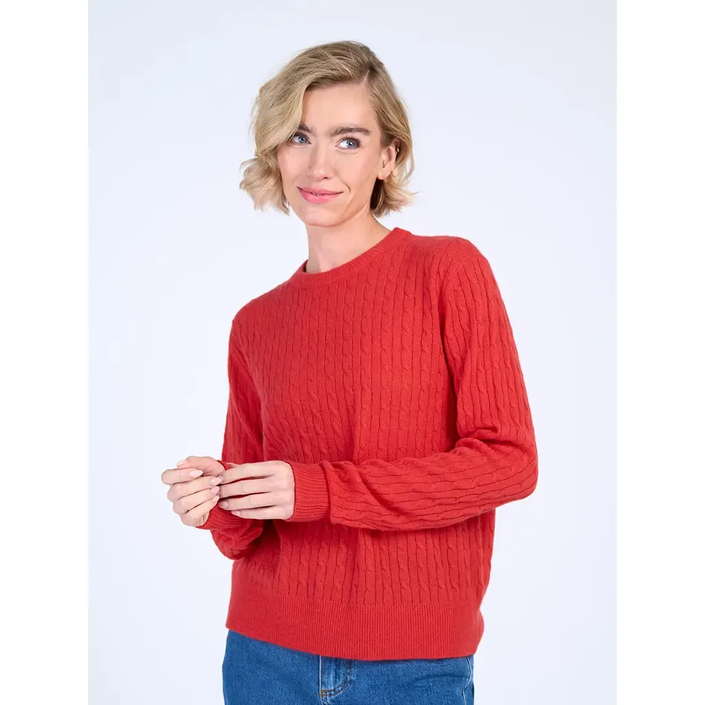 Cable Cashmere Blend Crew Neck Sweater by Kettlewell