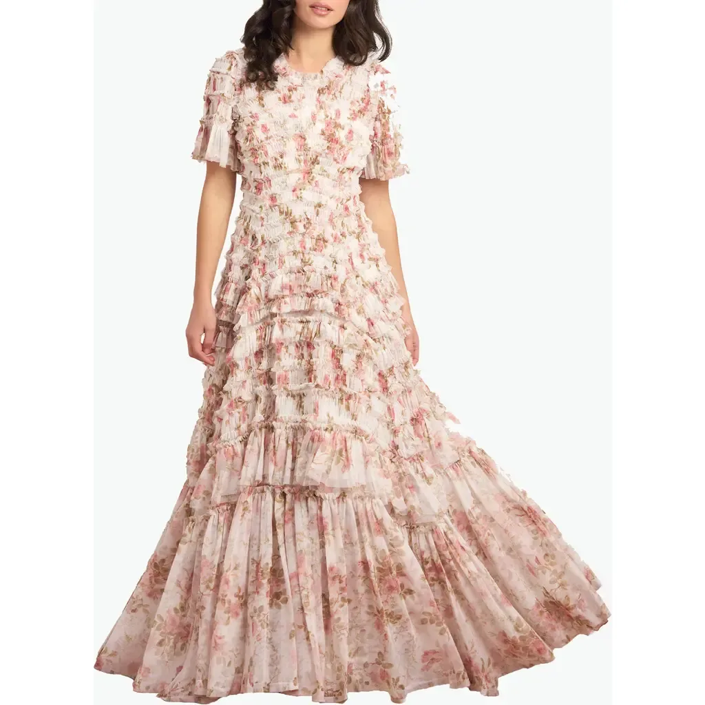 Summer's Rose Valentine Ruffle Gown by Needle & Thread