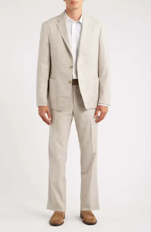 Icon Relaxed Fit Tan Microcheck Wool Suit by Vince