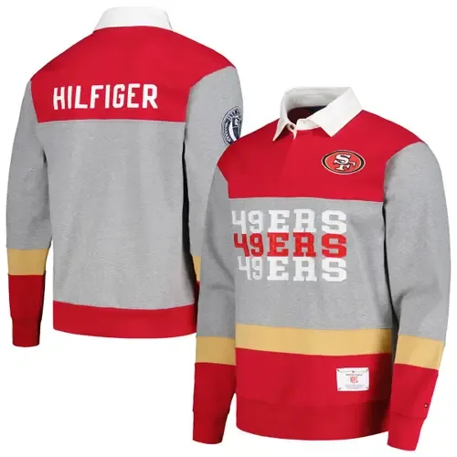 Tommy Hilfiger Scarlet San Francisco 49ers Connor Oversized Rugby Long Sleeve Polo by Tommy Hilfiger