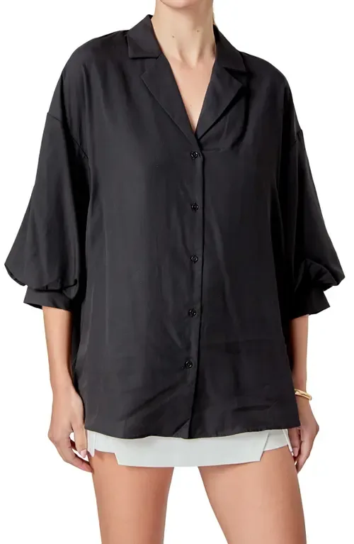 Blouson Sleeve Button-Up Shirt by Endless Rose