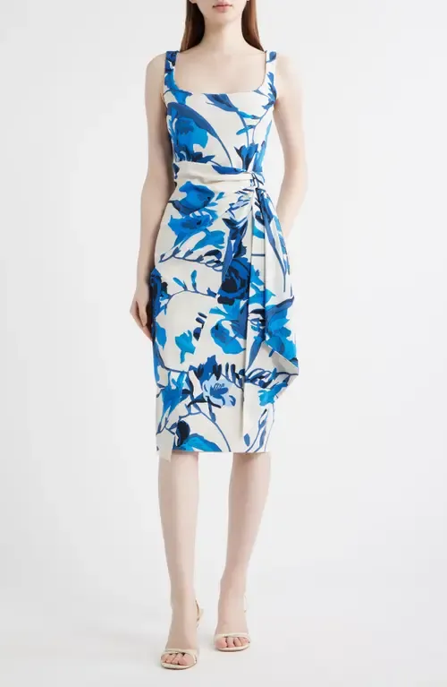 Floral Ruffle Detail Cocktail Sheath Dress by Chiara Boni La Petite Robe