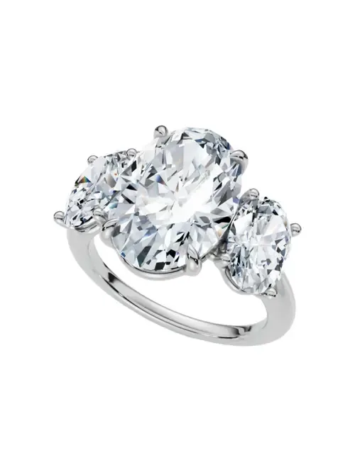 Certified 6Ct Three Stone Oval Diamond Anniversary Engagement Ring Lab Grown 14k by Bliss Diamond