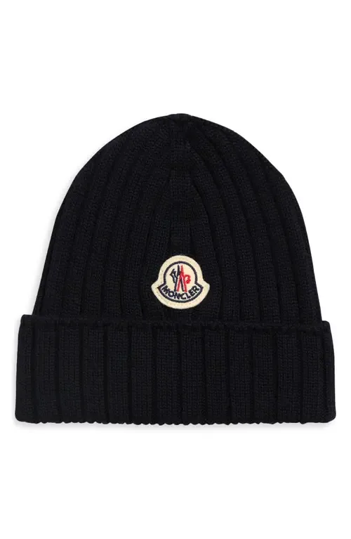 Rib Virgin Wool Beanie by Moncler