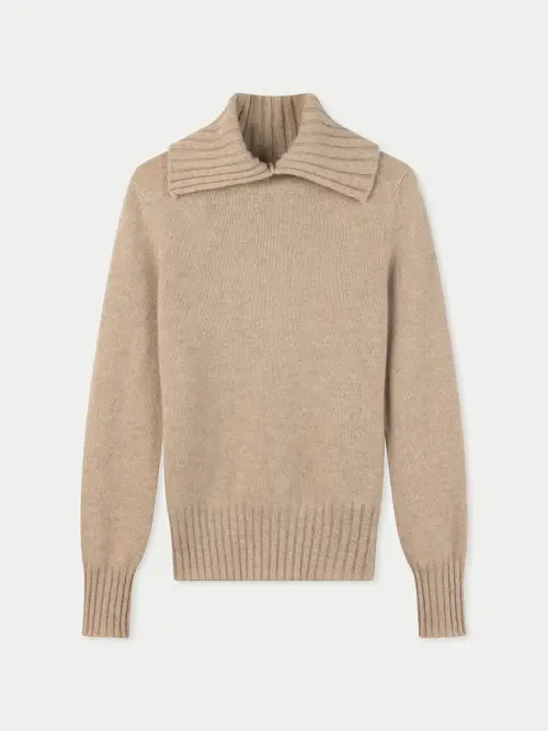 Slit T-Neck Sweater by Gobi Cashmere