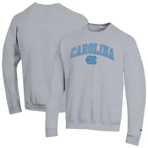 Champion Heather Gray North Carolina Tar Heels Arch Over Logo Pullover Sweatshirt by Champion