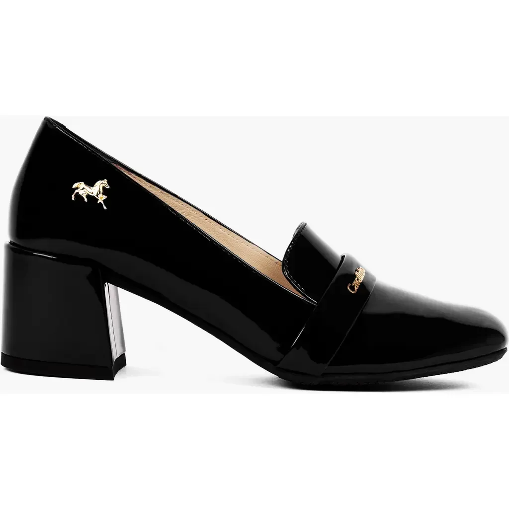 Enchante Block Heel Patent Leather Loafers by Cavalinho