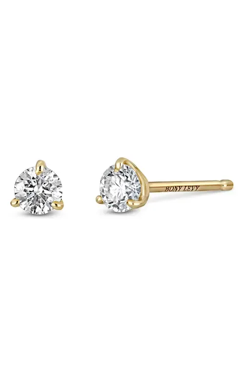 18K Gold Diamond Stud Earrings -.05ct.-.50ct by Bony Levy