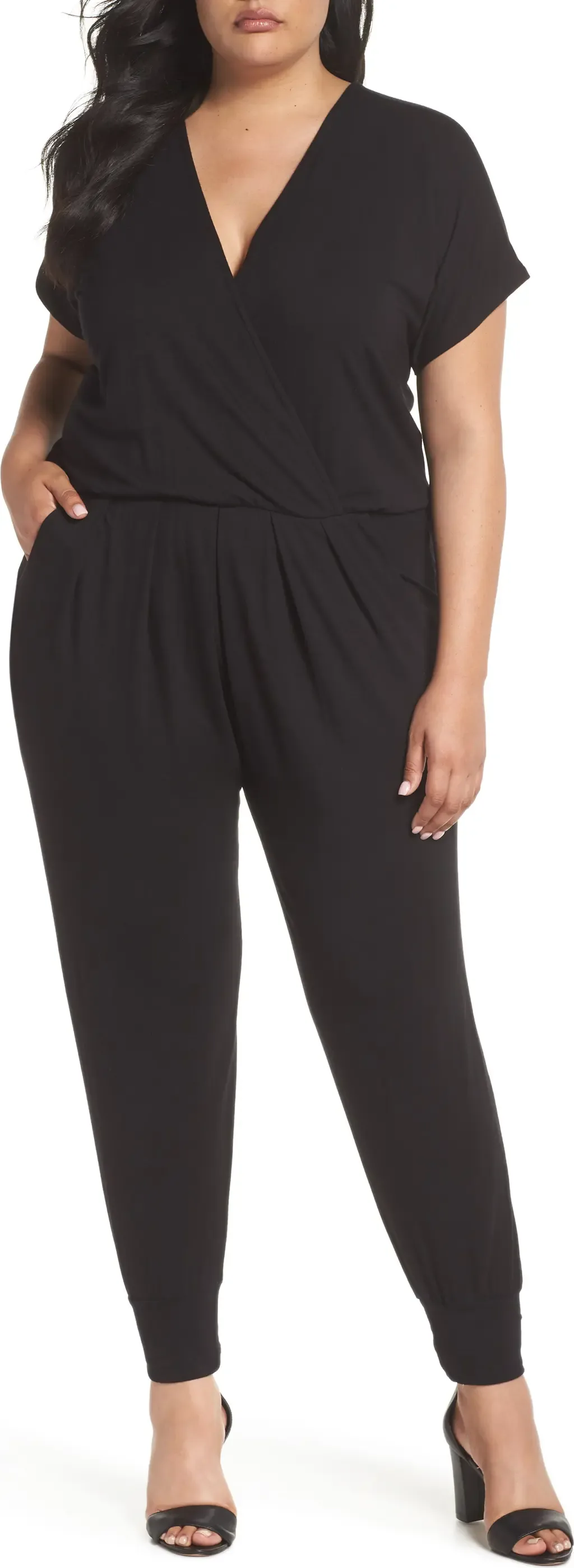 Short Sleeve Wrap Top Jumpsuit