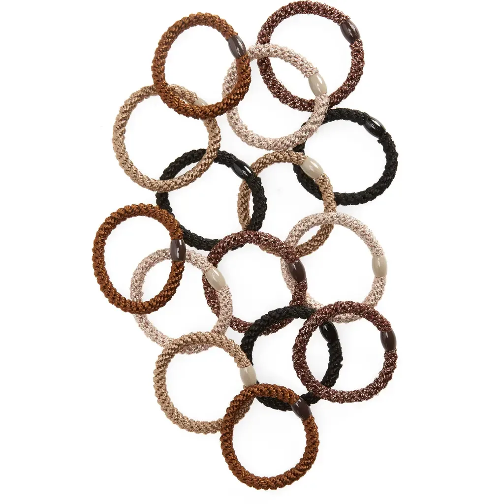 Grab & Go 15-Pack Braided Ponytail Holders in Daytime Metallic by L. Erickson