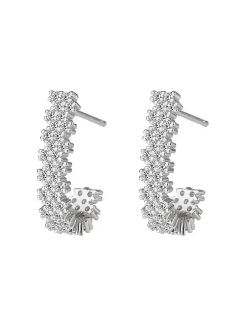 Cubic Zirconia J Hoop Earrings by DLORIA