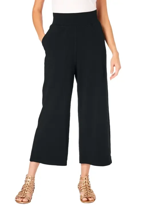 Side Pocket Essential Stretch Yoga Capri Pant by Roaman's