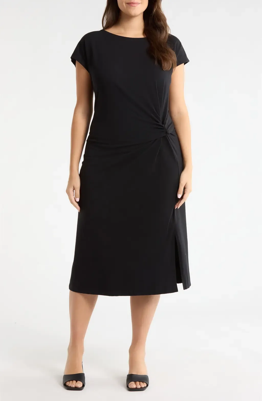 Twist Cotton Blend Knit Midi Dress