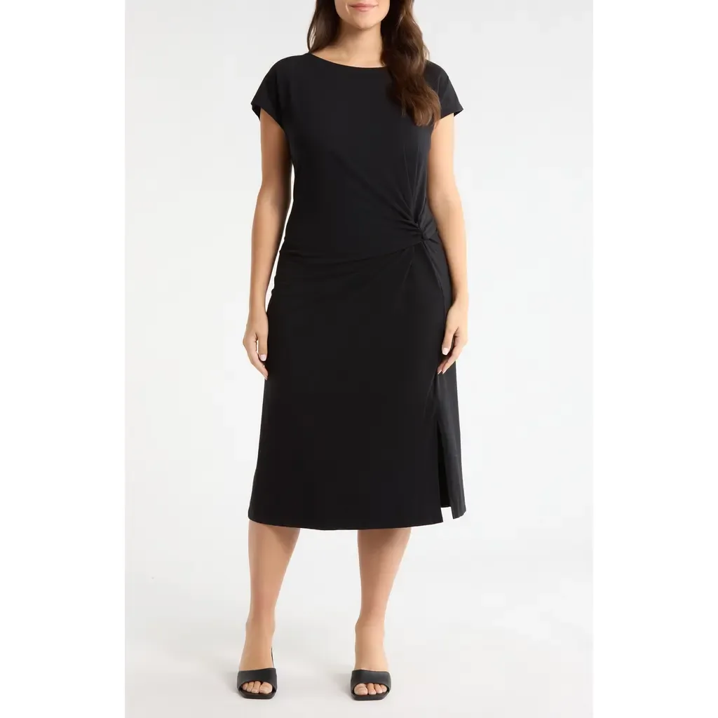 Twist Cotton Blend Knit Midi Dress